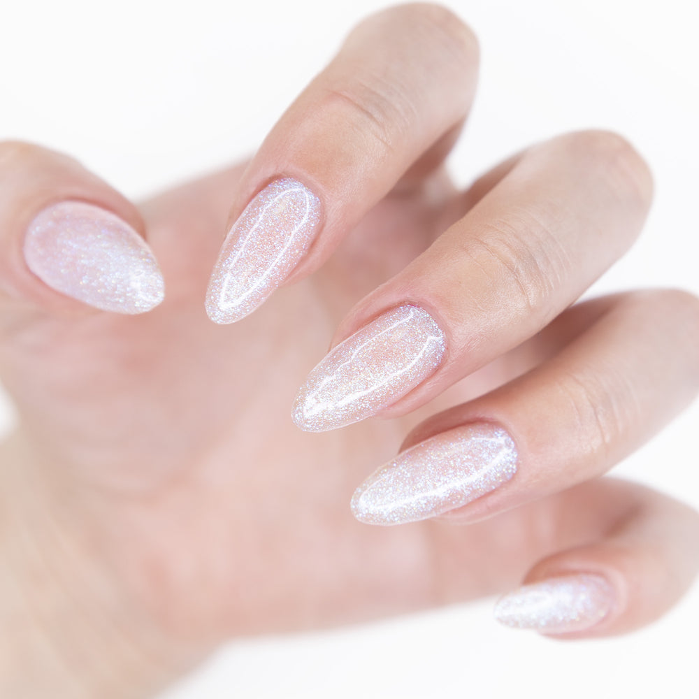 Gelousy Opal Gel Polish - Lifestyle Image of Glitter White Nails