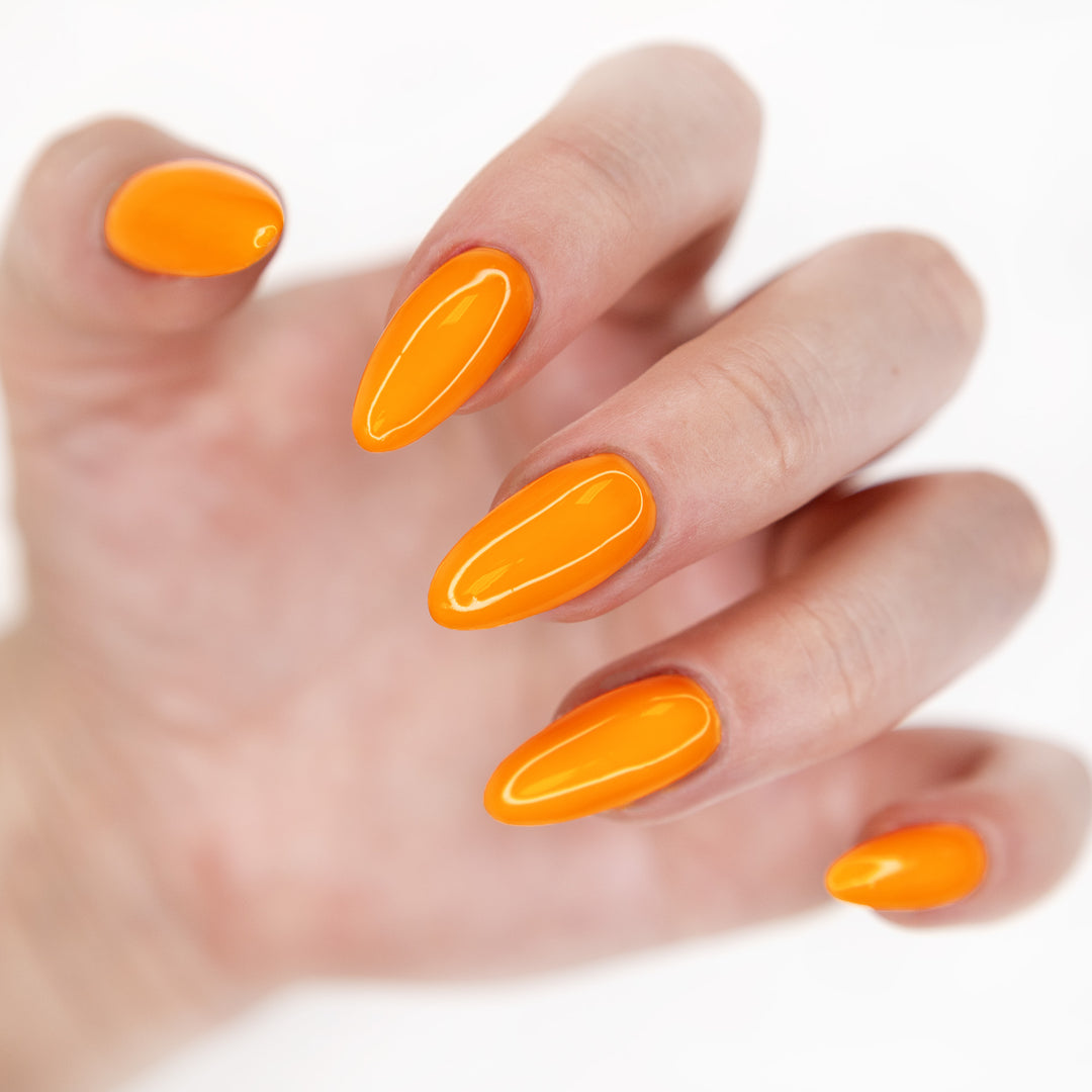 Gelousy Sunrise Gel Polish - Lifestyle Image of Bright Orange Nails